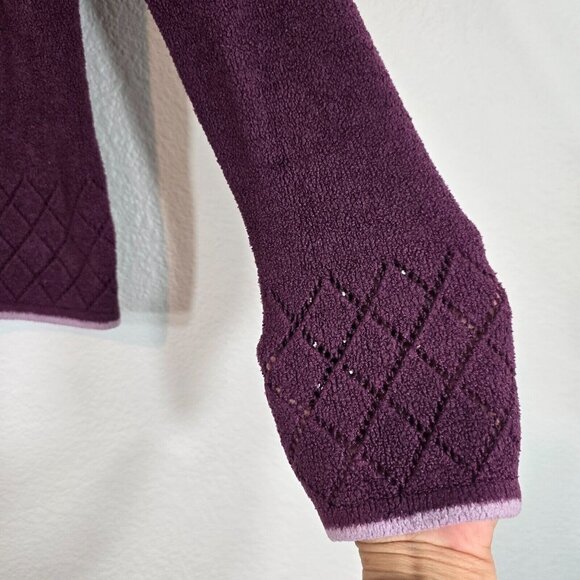 ExOfficio Pullover Sweater Women Medium 1/4 Zip Purple Outdoor Hiking Chenille - Picture 5 of 11